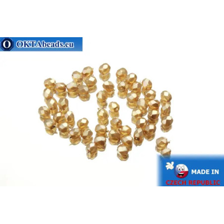 Czech fire polished beads beige pearl (70486CR) 3mm