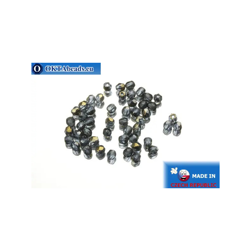 Czech fire polished beads blue bronze (ZR30330) 3mm