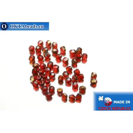 Czech fire polished beads red gold luster (ZR90080) 3mm