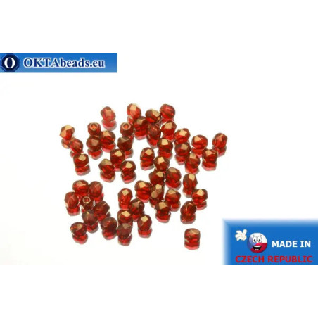 Czech fire polished beads red gold luster (LZ90080) 3mm