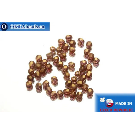 Czech fire polished beads topaz gold luster (LZ10070) 3mm