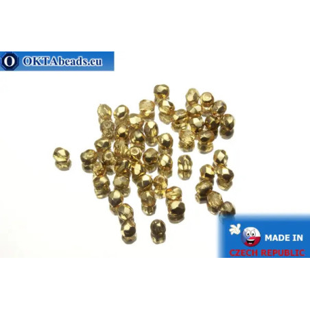 Czech fire polished beads crystal gold (97487CR) 3mm