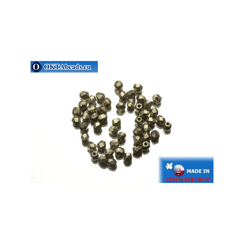 Czech fire polished beads metallic (18549CR) 3mm
