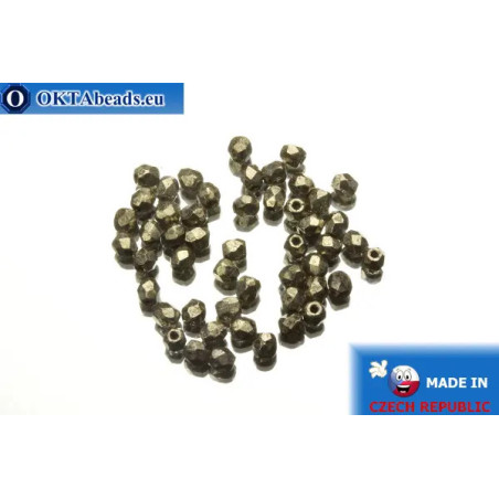 Czech fire polished beads metallic (18549CR) 3mm
