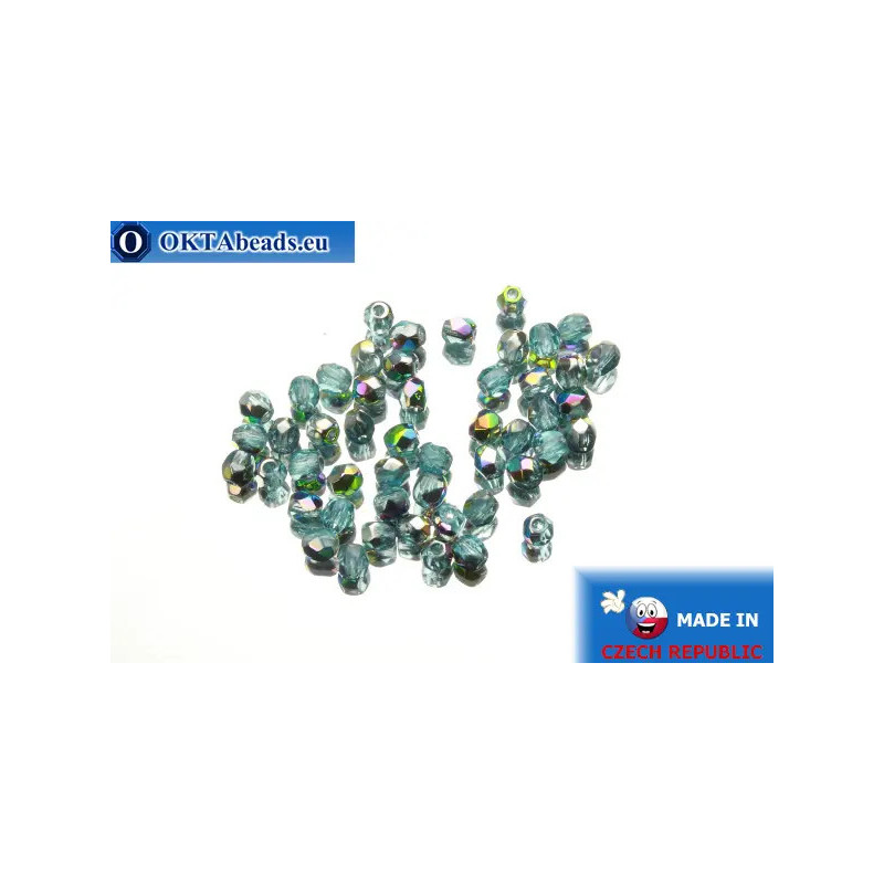 Czech fire polished beads blue AB (V60010) 3mm
