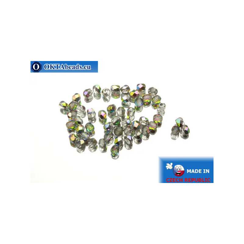 Czech fire polished beads crystal AB (VG00030) 3mm