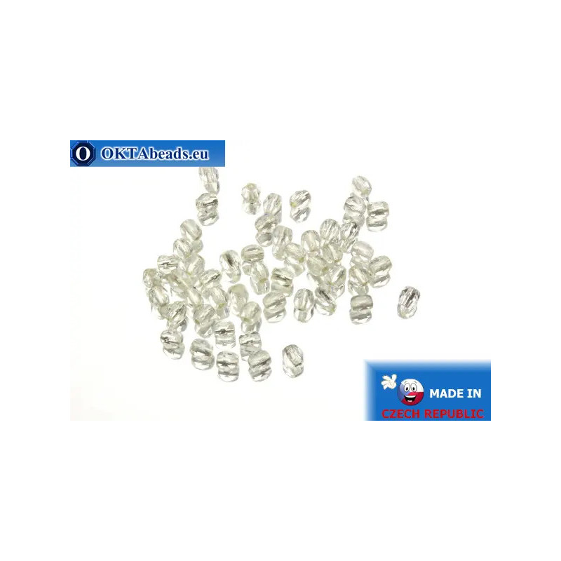 Czech fire polished beads crystal silver line (SL00030) 3mm