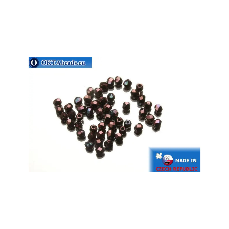 Czech fire polished beads lilac iris (LE23980) 3mm