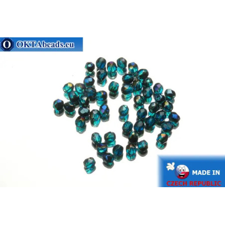 Czech fire polished beads blue AB (BR60080) 3mm