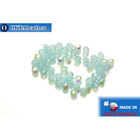 Czech fire polished beads blue AB opal (X61000) 3mm