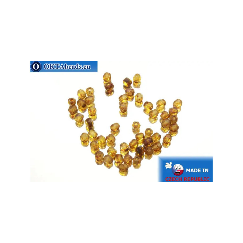 Czech fire polished beads topaz travertin matte (MT00030) 3mm