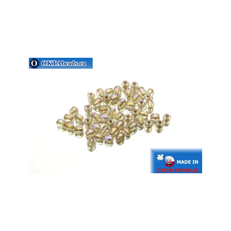 Czech fire polished beads crystal copper line AB (XCL00030) 3mm