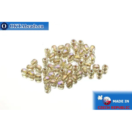 Czech fire polished beads crystal copper line AB (XCL00030) 3mm