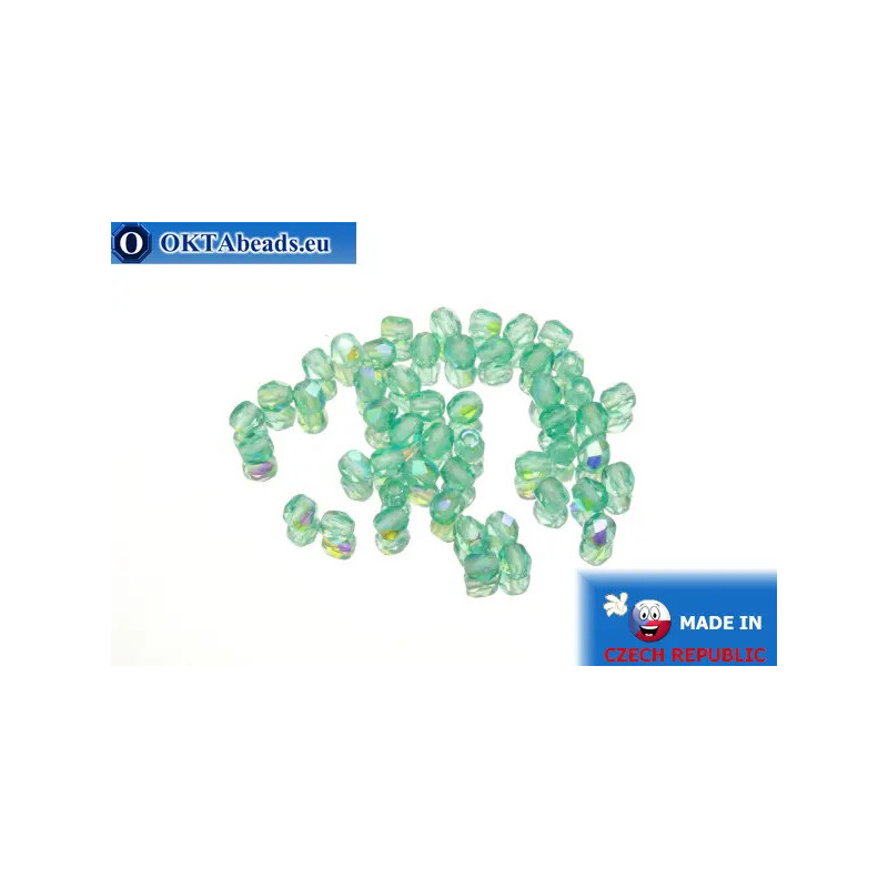 Czech fire polished beads blue AB (X60210) 3mm