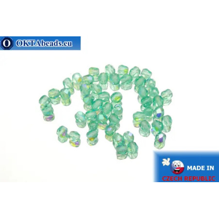Czech fire polished beads blue AB (X60210) 3mm