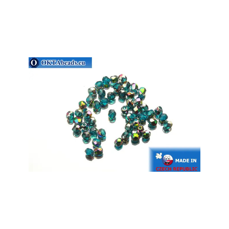 Czech fire polished beads blue AB (V60150) 3mm