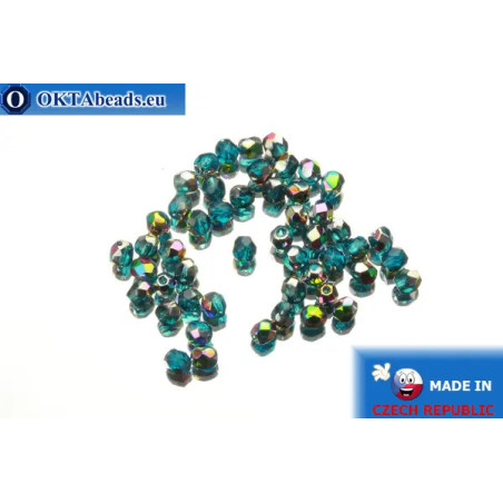 Czech fire polished beads blue AB (V60150) 3mm