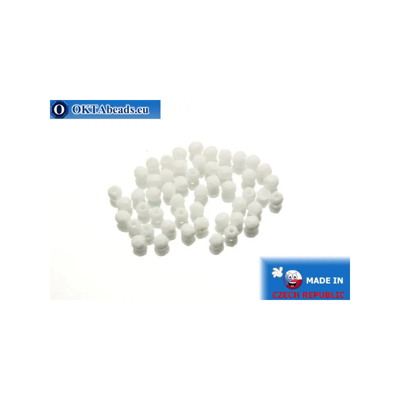Czech fire polished beads white (03040) 3mm