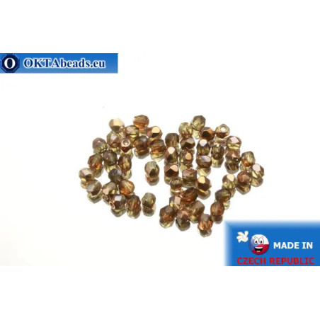 Czech fire polished beads topaz copper (C10230) 3mm