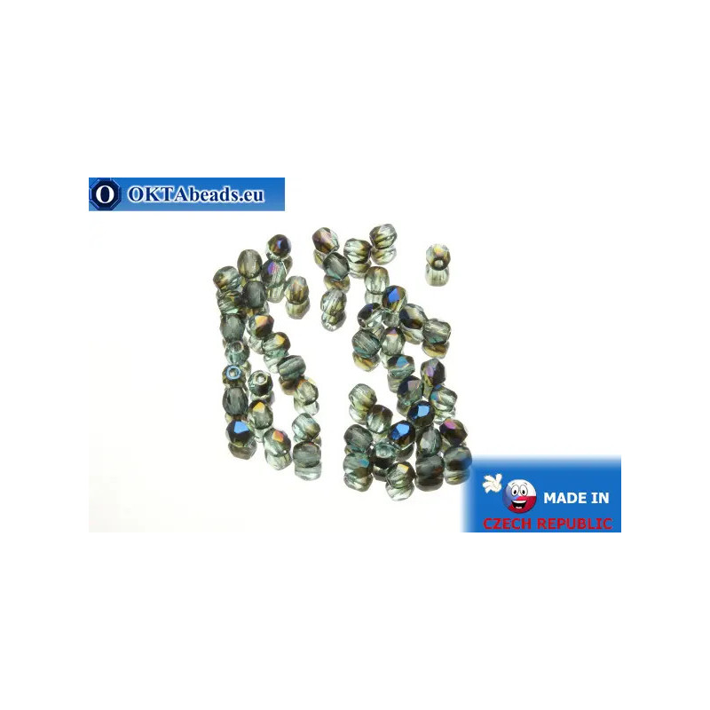 Czech fire polished beads blue AB (BR60010) 3mm
