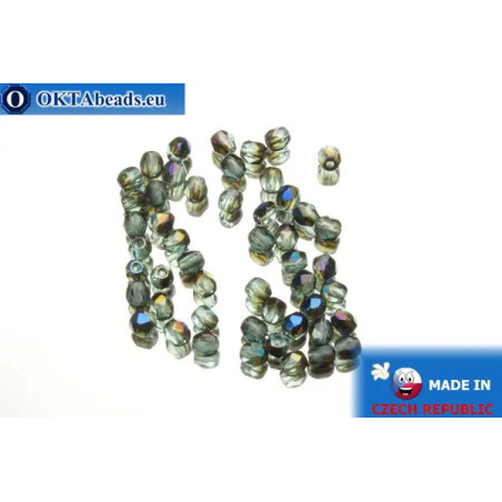 Czech fire polished beads blue AB (BR60010) 3mm