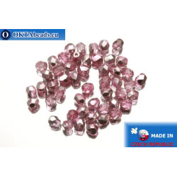 Czech fire polished beads pink metallic (K2703CR) 4mm