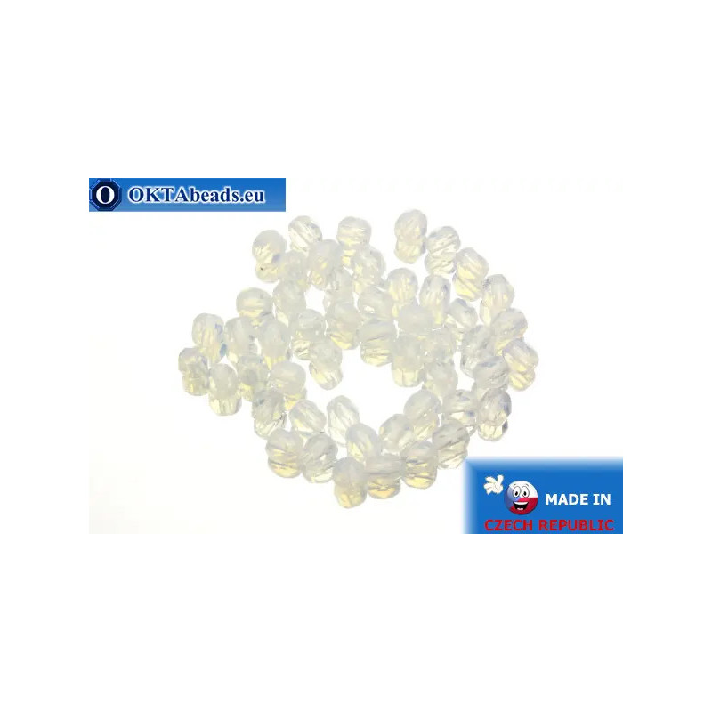 Czech fire polished beads white opal (01000) 4mm