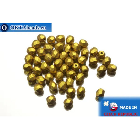 Czech fire polished beads gold matte (K0172JT) 4mm