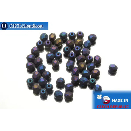 Czech fire polished beads lilac iris matte (21135JT) 4mm