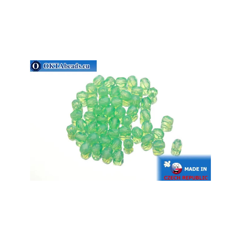 Czech fire polished beads green opal (61100) 4mm