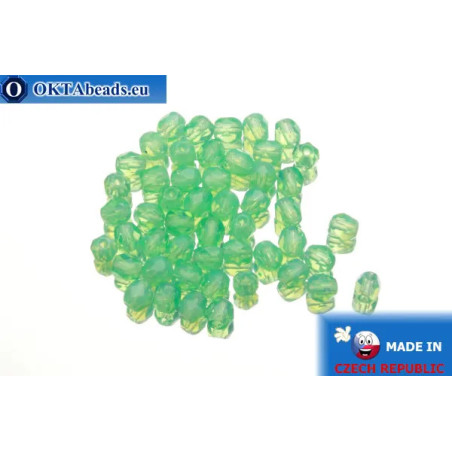 Czech fire polished beads green opal (61100) 4mm