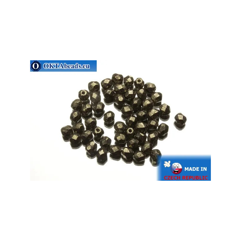 Czech fire polished beads metallic (18549CR) 4mm