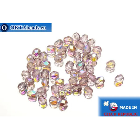 Czech fire polished beads lilac AB (X20030) 4mm