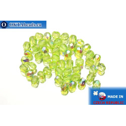 Czech fire polished beads green AB (X50400) 4mm