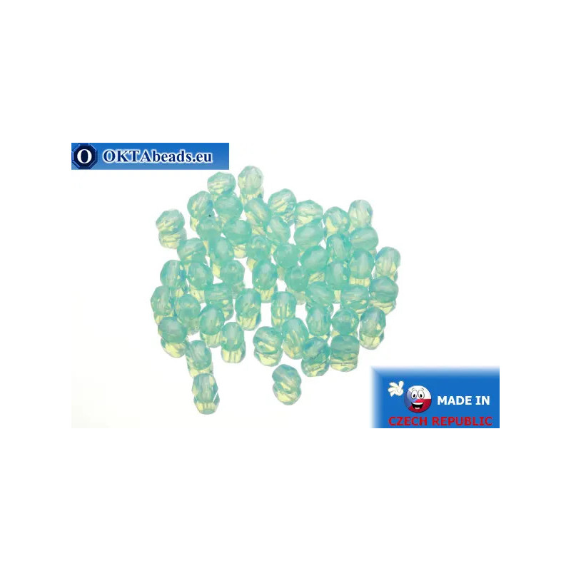 Czech fire polished beads blue opal (61010) 4mm