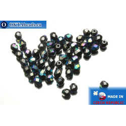 Czech fire polished beads hematite AB (XL23980) 4mm