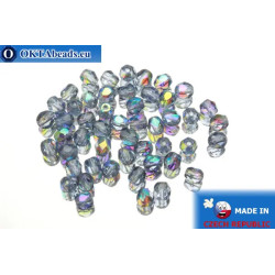 Czech fire polished beads grey AB (X30320) 4mm