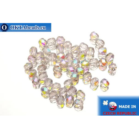Czech fire polished beads pink AB (X20020) 4mm