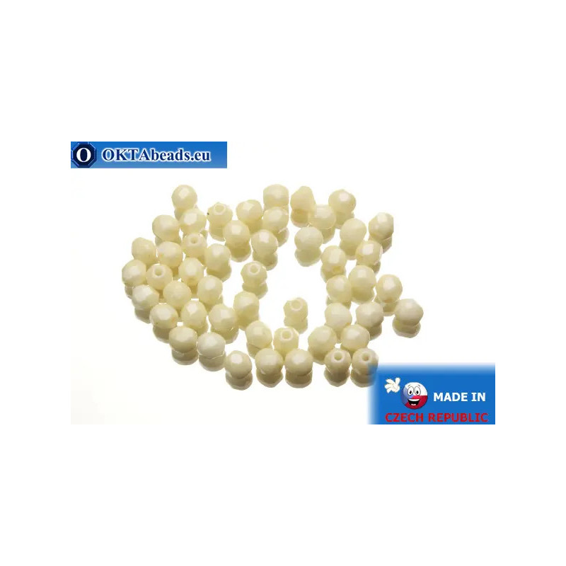 Czech fire polished beads beige (LC02010) 4mm