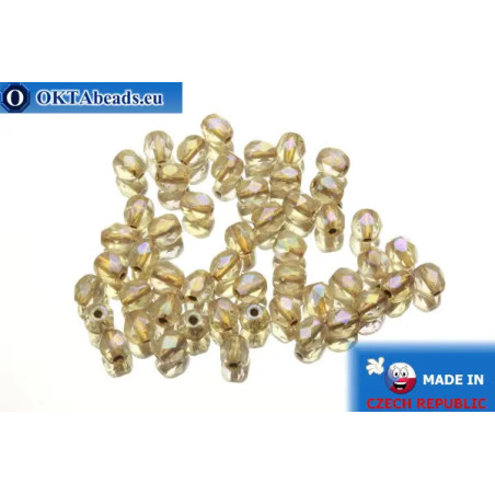 Czech fire polished beads crystal copper line AB (XCL00030) 4mm