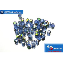 Czech fire polished beads blue AB (V30030) 4mm