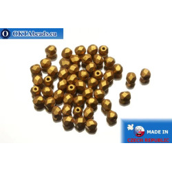 Czech fire polished beads gold matte (K0173JT) 4mm
