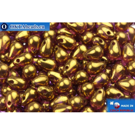 Czech drops beads lilac gold luster (00030/14496) 4x6mm
