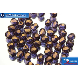 Czech fire polished beads lilac gold luster (00030/14415) 4mm