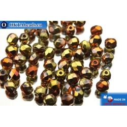 Czech fire polished beads iris gold copper (00030/98542) 4mm