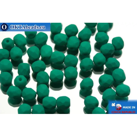 Czech fire polished beads green matte (02010/25128) 4mm