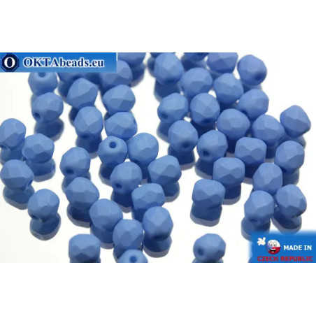 Czech fire polished beads blue matte (02010/29568) 4mm