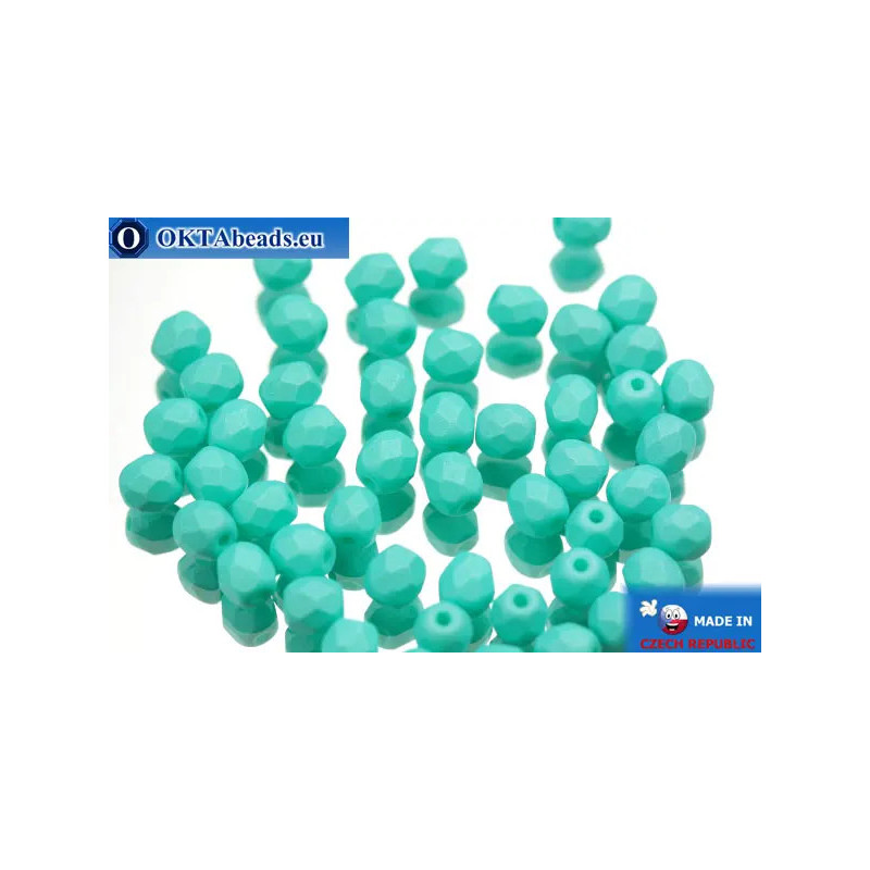 Czech fire polished beads green matte (02010/29569) 4mm