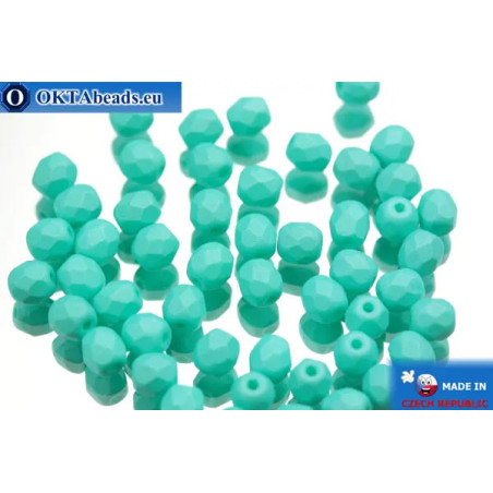 Czech fire polished beads green matte (02010/29569) 4mm