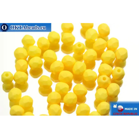 Czech fire polished beads yellow matte (02010/29573) 4mm